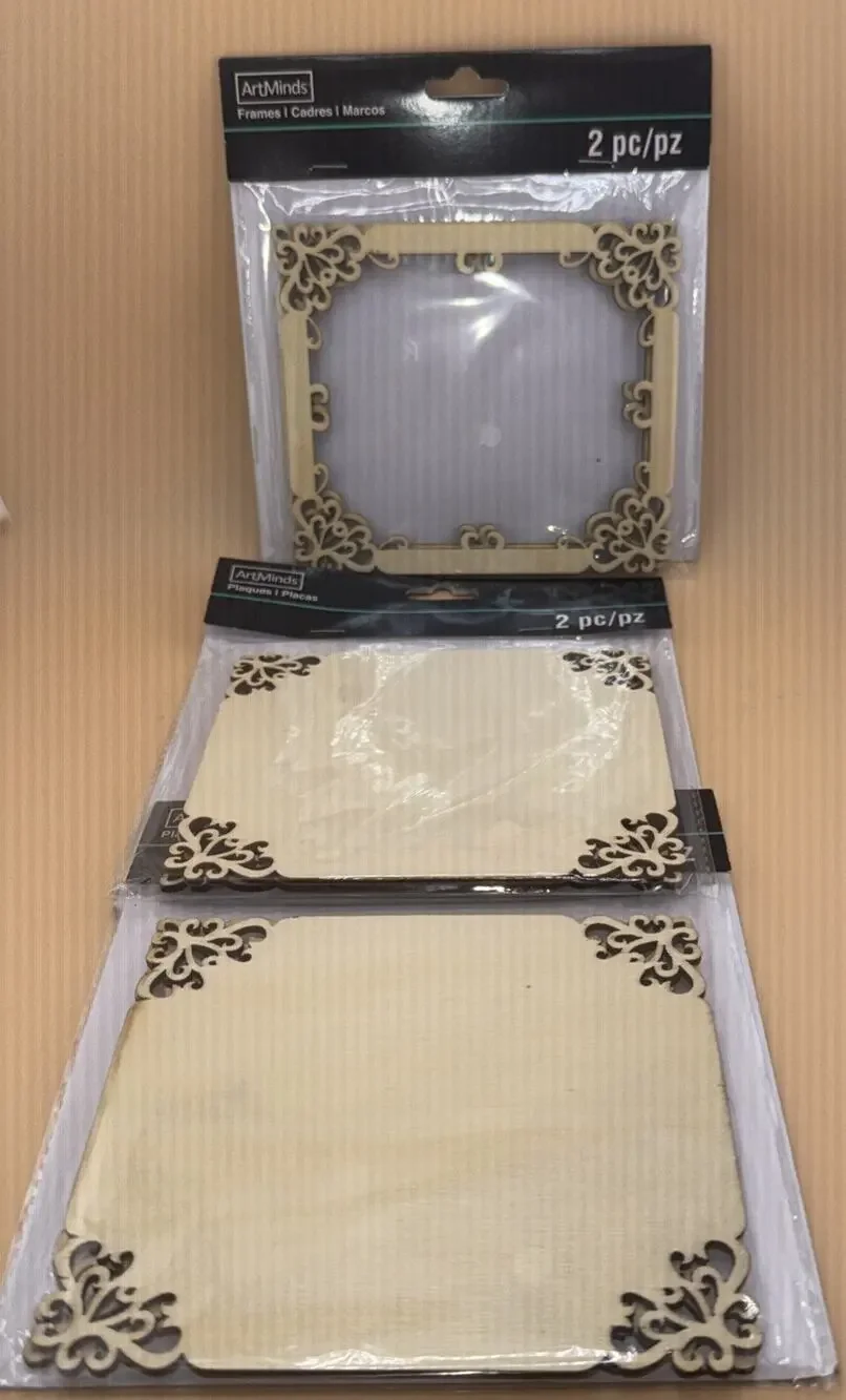 Art Minds wood craft frames lot of 6 small 5x6” NEW Lightweight Laser Cut